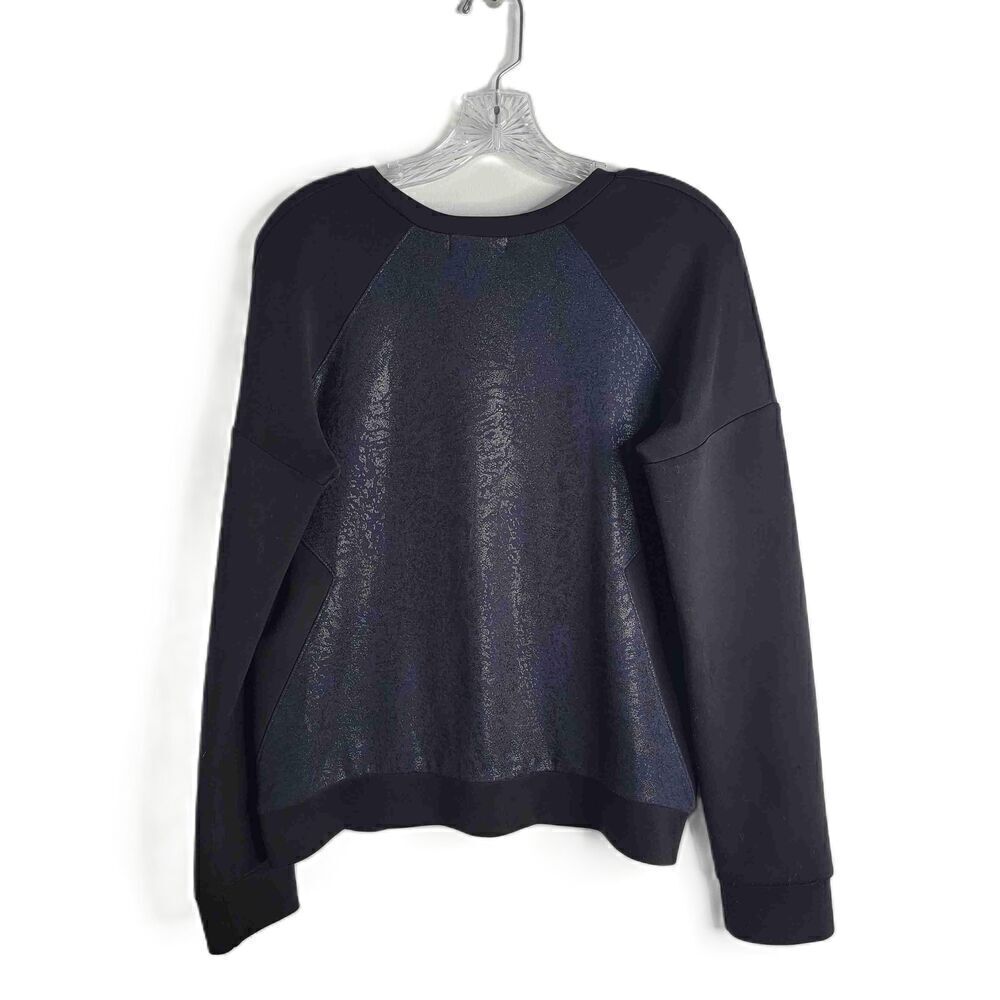 Trouve Black Blue Long Sleeve Crew Neck Color Block Sweatshirt Medium - Picture 6 of 6